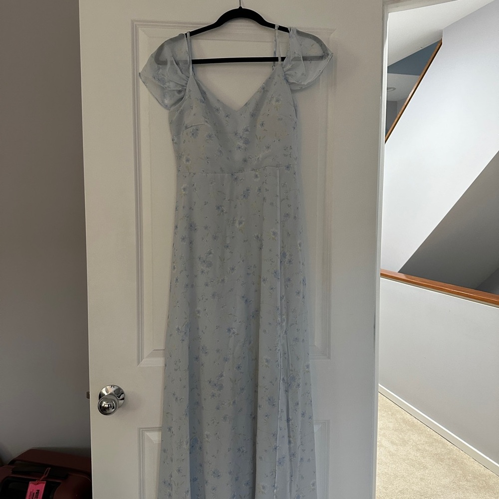 Birdy Grey-Devin Dusty Blue Floral Bridesmaid/Wedding Guest Dress